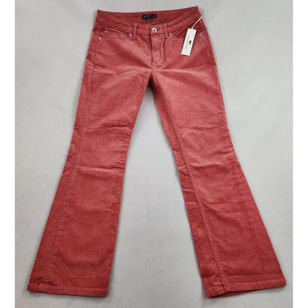 Vineyard Vines Womens Red Corduroy Pants Size 29 Zip Pockets Stretch Skinny